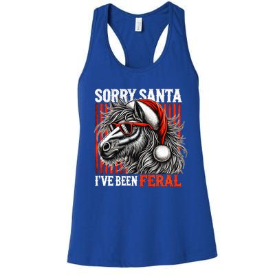 Funny Christmas Horse Saying Sorry Santa IVe Been Feral Gift Women's Racerback Tank