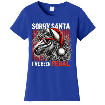 Funny Christmas Horse Saying Sorry Santa IVe Been Feral Gift Women's T-Shirt