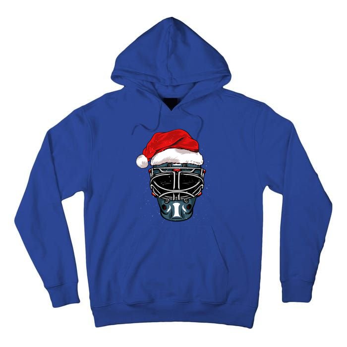 Funny Christmas Hockey Goalie Mask Santa Hat Xmas Celebrate Cute Gift Tall Hoodie