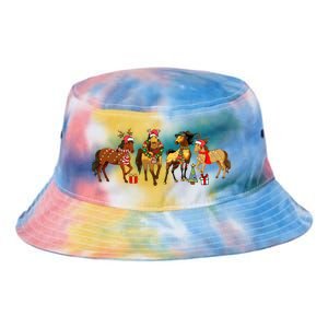 Funny Christmas Horse Santa Hat Christmas Horse Lover Gift Tie Dye Newport Bucket Hat