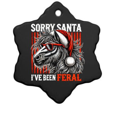 Funny Christmas Horse Saying Sorry Santa IVe Been Feral Gift Ceramic Star Ornament