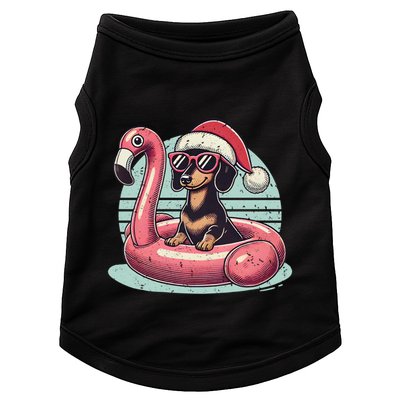 Funny Christmas In July Dachshund Dog Santa Flamingo Floatie Funny Gift Doggie Tank