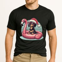 Funny Christmas In July Dachshund Dog Santa Flamingo Floatie Funny Gift Cooling Performance Crew T-Shirt