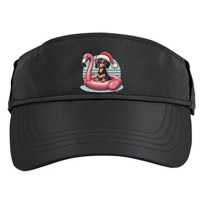 Funny Christmas In July Dachshund Dog Santa Flamingo Floatie Funny Gift Adult Drive Performance Visor