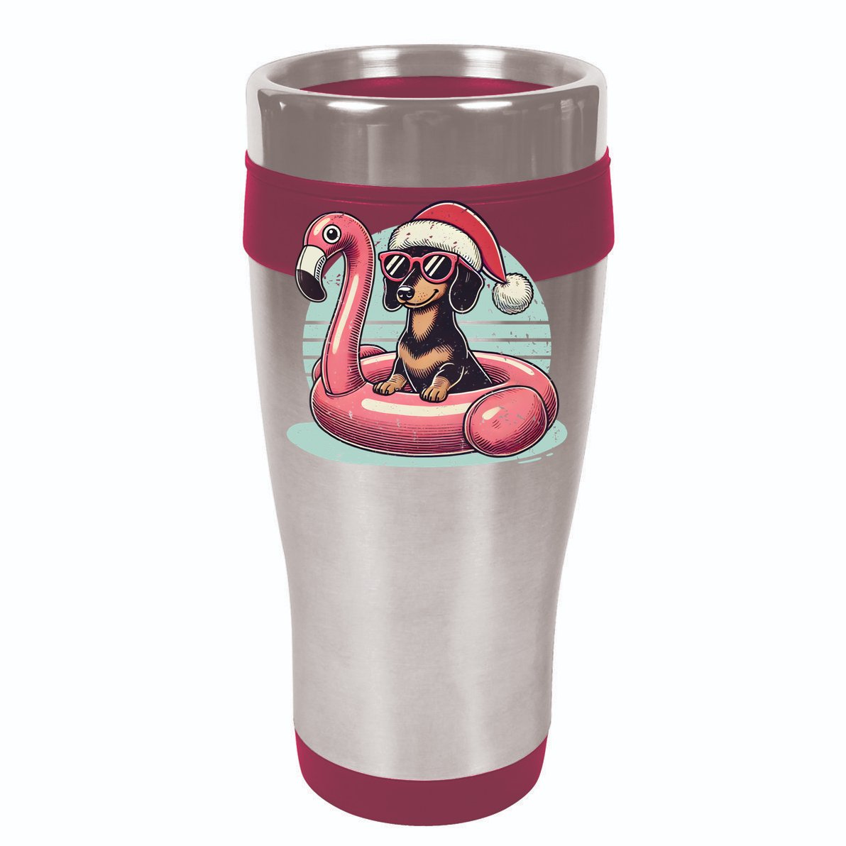 Funny Christmas In July Dachshund Dog Santa Flamingo Floatie Funny Gift Cooling Performance Long Sleeve Crew