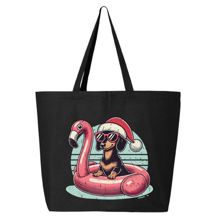 Funny Christmas In July Dachshund Dog Santa Flamingo Floatie Funny Gift 25L Jumbo Tote