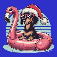 Funny Christmas In July Dachshund Dog Santa Flamingo Floatie Funny Gift 16 in Basic Backpack