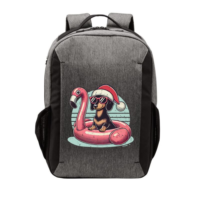 Funny Christmas In July Dachshund Dog Santa Flamingo Floatie Funny Gift Vector Backpack
