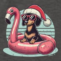 Funny Christmas In July Dachshund Dog Santa Flamingo Floatie Funny Gift Vector Backpack