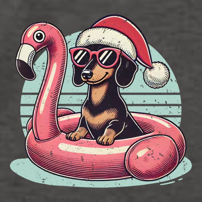 Funny Christmas In July Dachshund Dog Santa Flamingo Floatie Funny Gift Vector Backpack