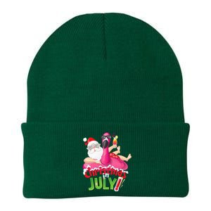 Funny Christmas in July Summer Flamingo Float Xmas Knit Cap Winter Beanie