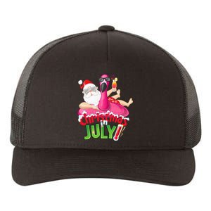 Funny Christmas in July Summer Flamingo Float Xmas Yupoong Adult 5-Panel Trucker Hat