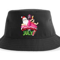 Funny Christmas in July Summer Flamingo Float Xmas Sustainable Bucket Hat