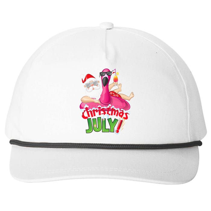 Funny Christmas in July Summer Flamingo Float Xmas Snapback Five-Panel Rope Hat