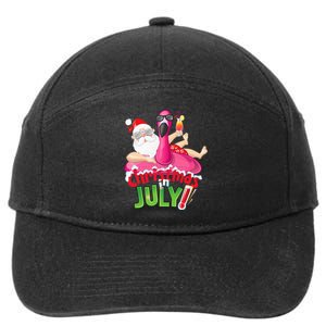 Funny Christmas in July Summer Flamingo Float Xmas 7-Panel Snapback Hat