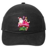 Funny Christmas in July Summer Flamingo Float Xmas 7-Panel Snapback Hat