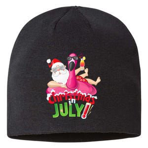 Funny Christmas in July Summer Flamingo Float Xmas Sustainable Beanie