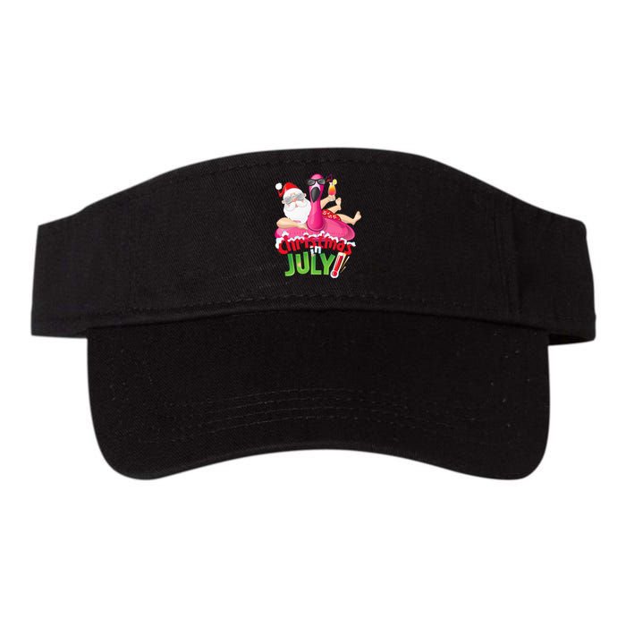 Funny Christmas in July Summer Flamingo Float Xmas Valucap Bio-Washed Visor