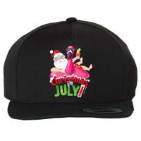 Funny Christmas in July Summer Flamingo Float Xmas Wool Snapback Cap