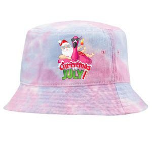 Funny Christmas in July Summer Flamingo Float Xmas Tie-Dyed Bucket Hat