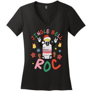 Funny CRNA ICU Nurse Jingle Bell ROC Anesthetist Christmas Women's V-Neck T-Shirt