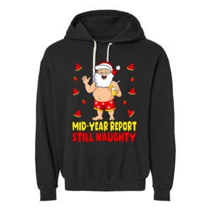 Funny Christmas In July Santa Summer Vacation Garment-Dyed Fleece Hoodie