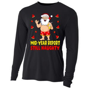 Funny Christmas In July Santa Summer Vacation Cooling Performance Long Sleeve Crew