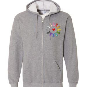 Fight Cancer In Multicolor Ribbons Full Zip Hoodie