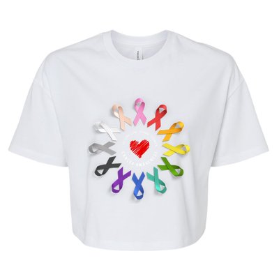 Fight Cancer In Multicolor Ribbons Bella+Canvas Jersey Crop Tee