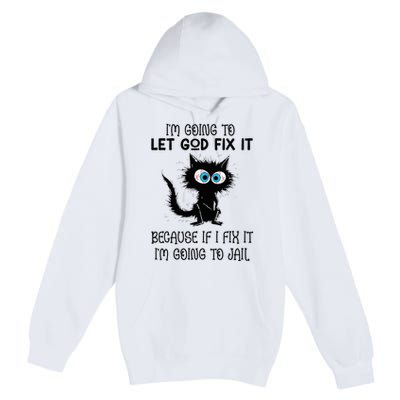 Funny Cat IM Going To Let God Fix It Premium Pullover Hoodie