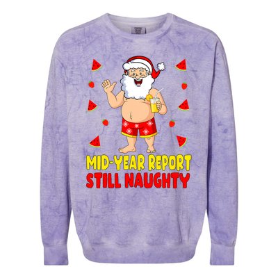 Funny Christmas In July Santa Summer Vacation Colorblast Crewneck Sweatshirt