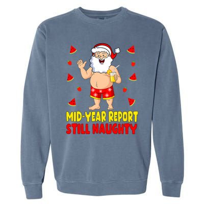 Funny Christmas In July Santa Summer Vacation Garment-Dyed Sweatshirt