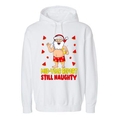 Funny Christmas In July Santa Summer Vacation Garment-Dyed Fleece Hoodie