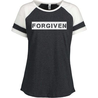 Forgiven Christian Inspirational Design For Men Women Enza Ladies Jersey Colorblock Tee