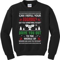 Funny Can I Refill Your Eggnog? Ugly Christmas Sweater Christmas Vacation Quote Kids Sweatshirt