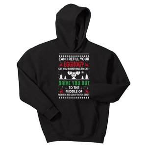 Funny Can I Refill Your Eggnog? Ugly Christmas Sweater Christmas Vacation Quote Kids Hoodie