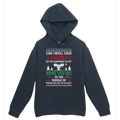 Funny Can I Refill Your Eggnog? Ugly Christmas Sweater Christmas Vacation Quote Urban Pullover Hoodie