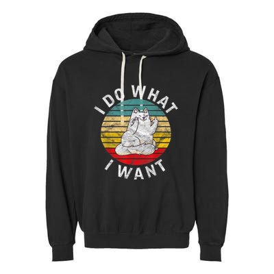 Funny Cat I Do What I Want Middle Finger Kitty Flip The Bird Garment-Dyed Fleece Hoodie