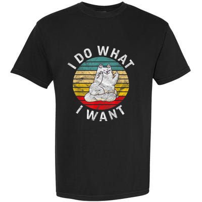 Funny Cat I Do What I Want Middle Finger Kitty Flip The Bird Garment-Dyed Heavyweight T-Shirt