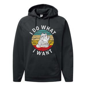 Funny Cat I Do What I Want Middle Finger Kitty Flip The Bird Performance Fleece Hoodie