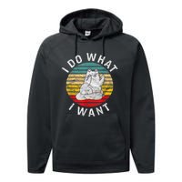 Funny Cat I Do What I Want Middle Finger Kitty Flip The Bird Performance Fleece Hoodie