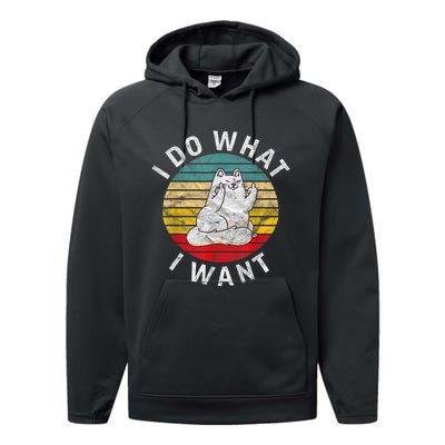 Funny Cat I Do What I Want Middle Finger Kitty Flip The Bird Performance Fleece Hoodie