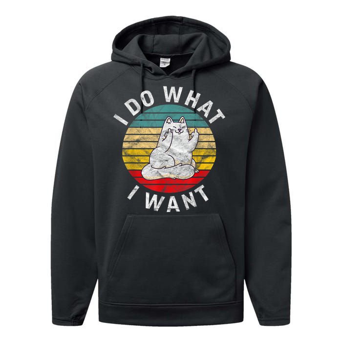 Funny Cat I Do What I Want Middle Finger Kitty Flip The Bird Performance Fleece Hoodie