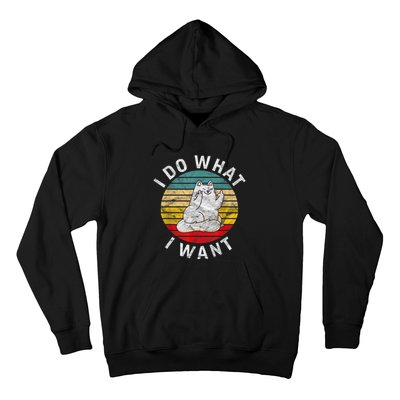 Funny Cat I Do What I Want Middle Finger Kitty Flip The Bird Hoodie