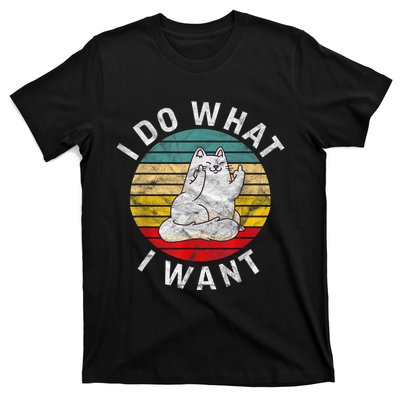 Funny Cat I Do What I Want Middle Finger Kitty Flip The Bird T-Shirt