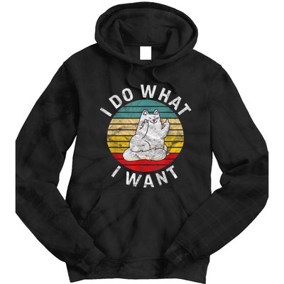 Funny Cat I Do What I Want Middle Finger Kitty Flip The Bird Tie Dye Hoodie