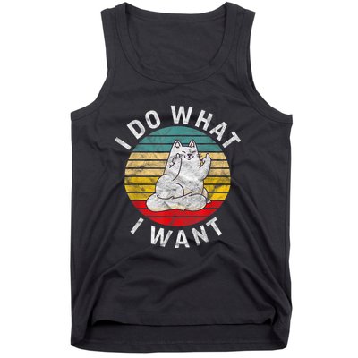 Funny Cat I Do What I Want Middle Finger Kitty Flip The Bird Tank Top