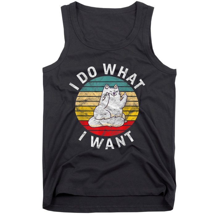 Funny Cat I Do What I Want Middle Finger Kitty Flip The Bird Tank Top