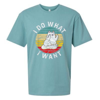 Funny Cat I Do What I Want Middle Finger Kitty Flip The Bird Sueded Cloud Jersey T-Shirt