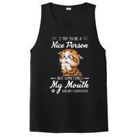 Funny Cat I Try To Be A Nice Person But Sometimes My Mouth PosiCharge Competitor Tank